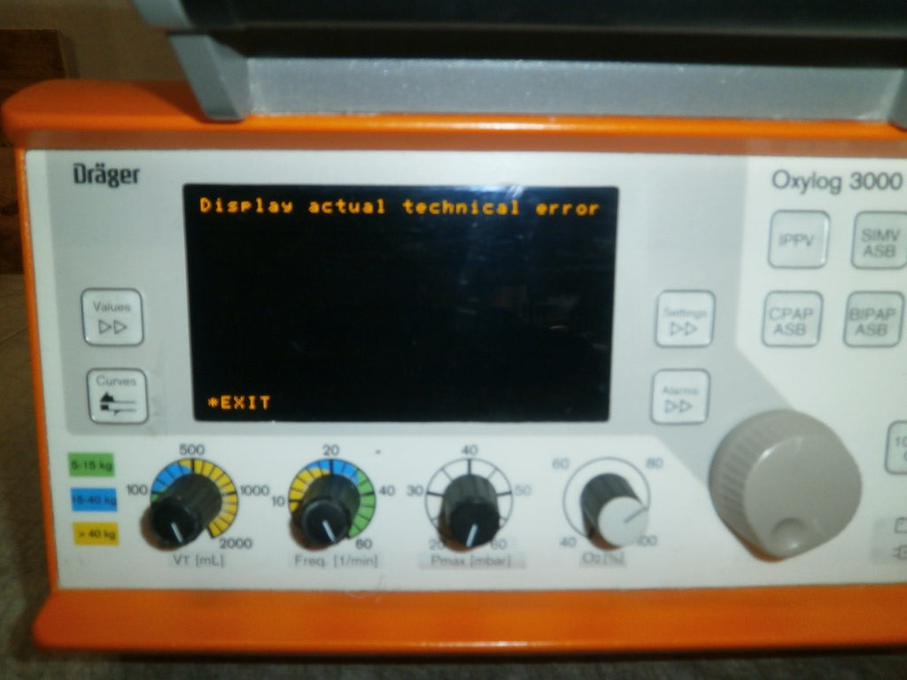 Drager Oxylog 3000 Ventilator 2M86955 - No Power Supply