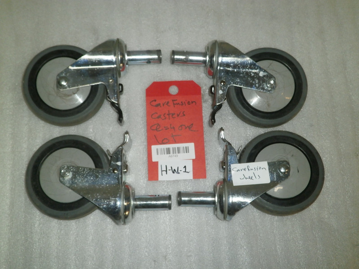 LOT OF 4 CAREFUSION WHEEL CASTERS VERY GOOD CONDITION
