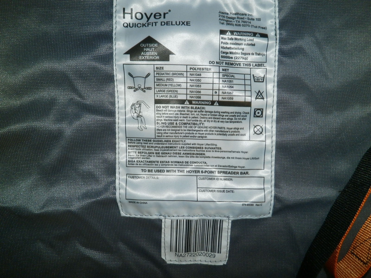 HOYER NA1056 LARGE GREEN SLING IN GOOD CONDITION, DIMENSION AS PHOTO