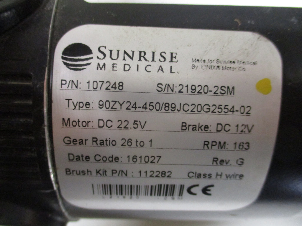 ONE WHEELCHAIR MOTOR PN 107248 USED GOOD CONDITION PLEASE CHECK THE MODEL YOU WA