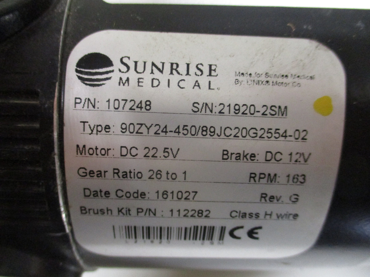 ONE WHEELCHAIR MOTOR PN 107248 USED GOOD CONDITION PLEASE CHECK THE MODEL YOU WA