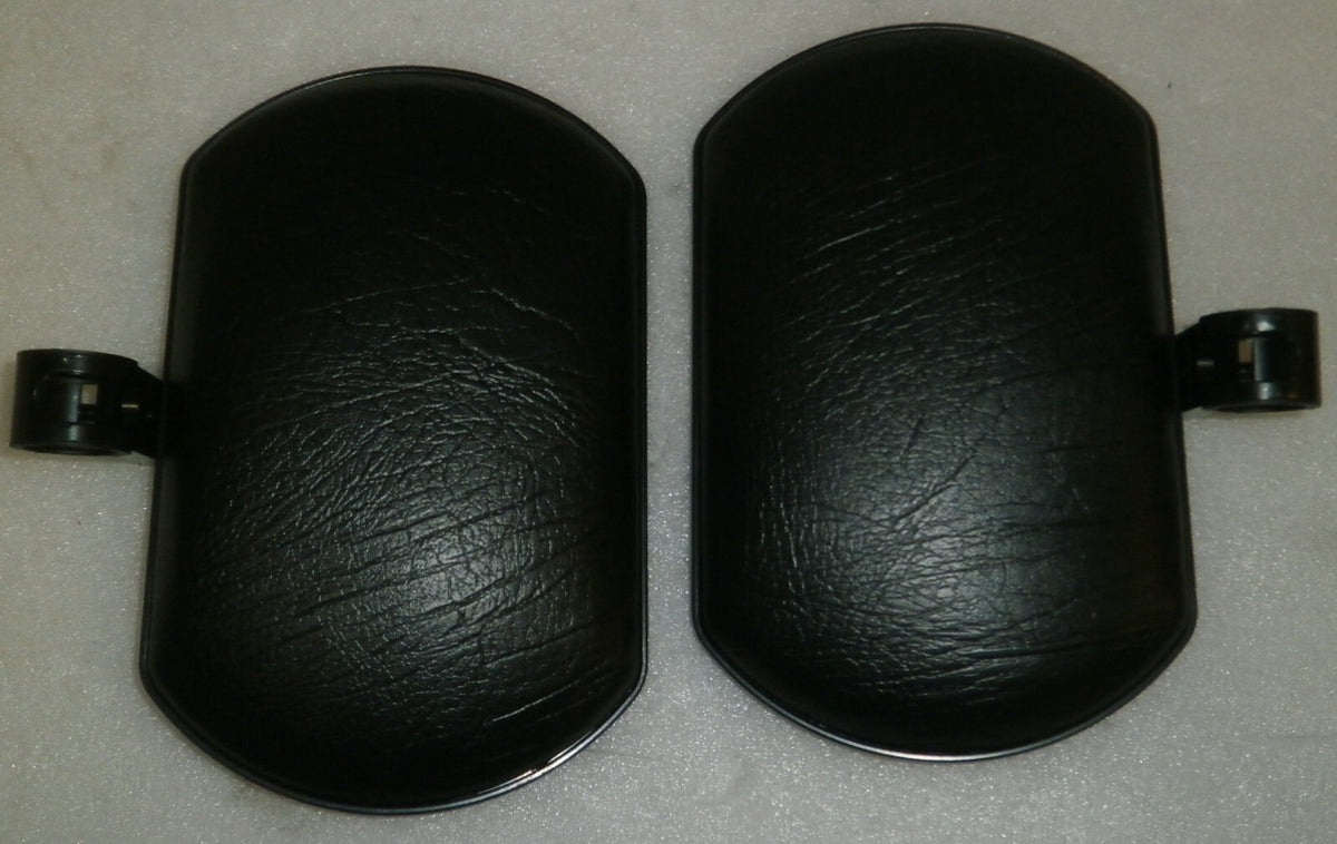 SET OF WHEELCHAIR LEG REST,FOOT GAURDS-LEATHER NEW CONDITION WITH MOUNT PLATES