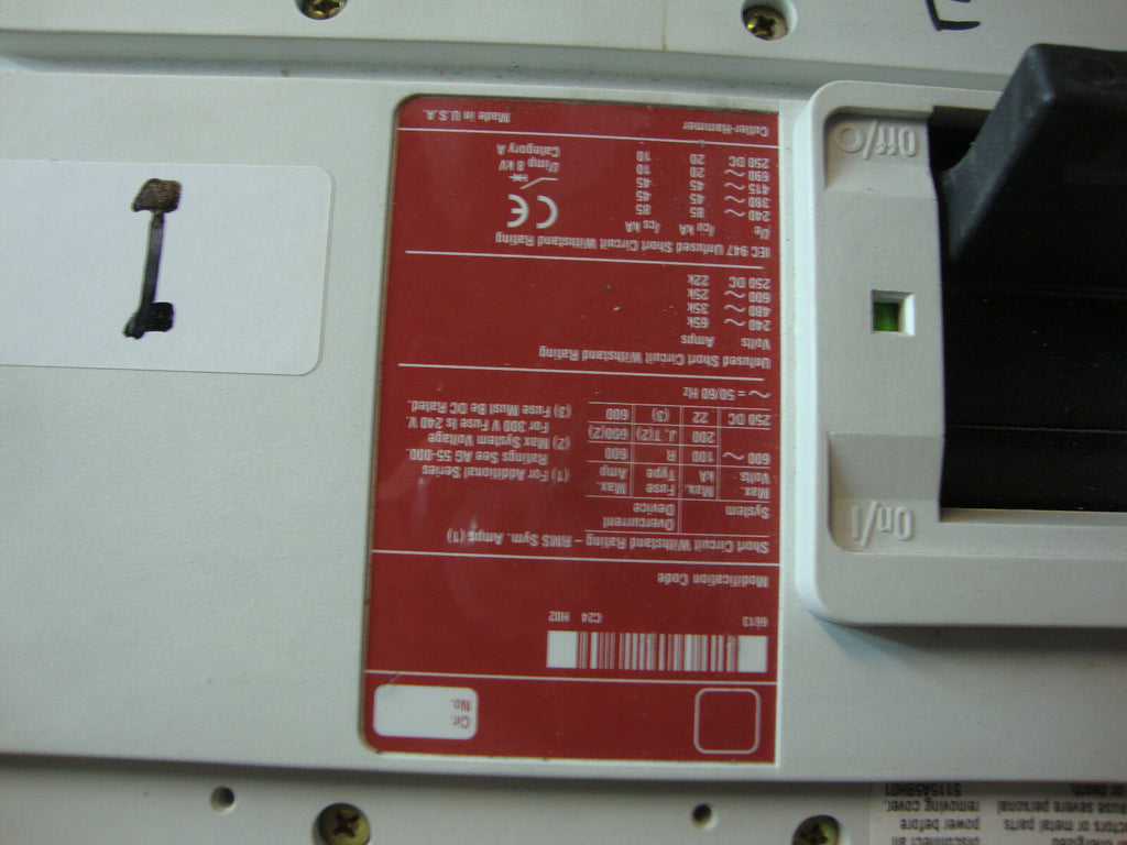 C series Cutler HAMMER SWITCH Breaker HLD4600WK 600 AMP VAC 250 VDC Max 4 Pol