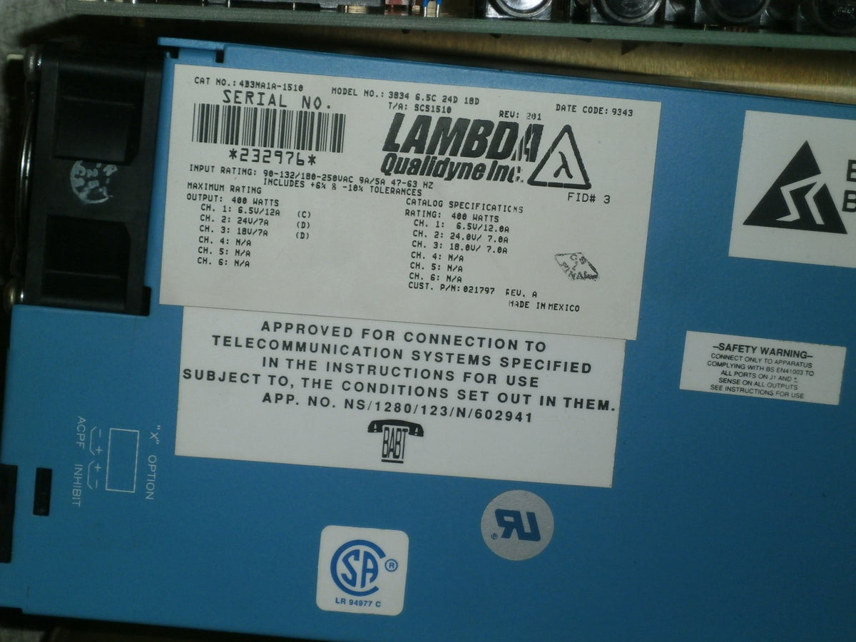LAMBDA POWER SUPPLY QUALIDYNE Model 3834 4B3NA1A