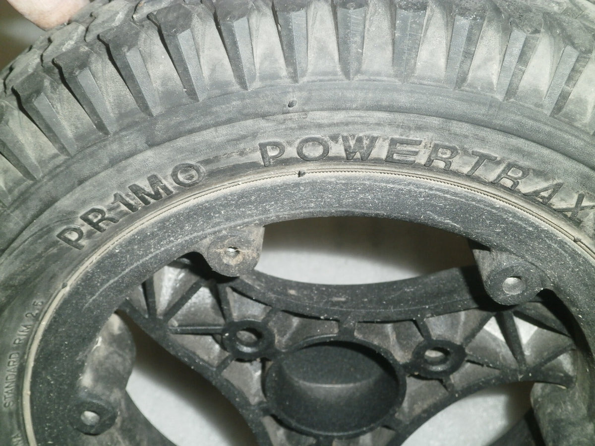 LOT OF 2 QUANTUM QM-710 PRIMO POWERTRAX WHEELS 3.00-8 SOLID VERY GOOD CONDITION
