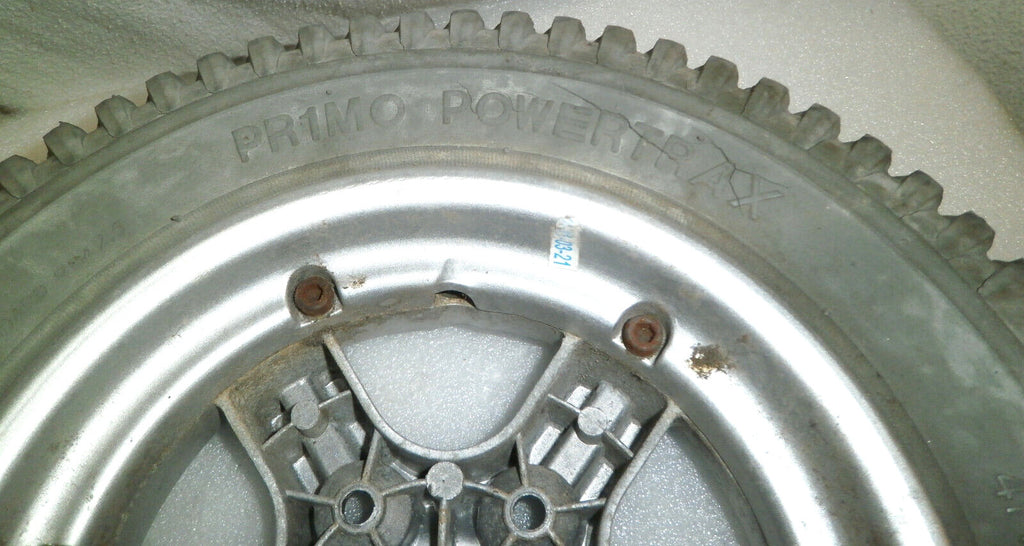 SET OF 2 PRIMO POWER TRAX 3.00-8 WHEELCHAIR WHEELS SOLID FAIR CONDITION