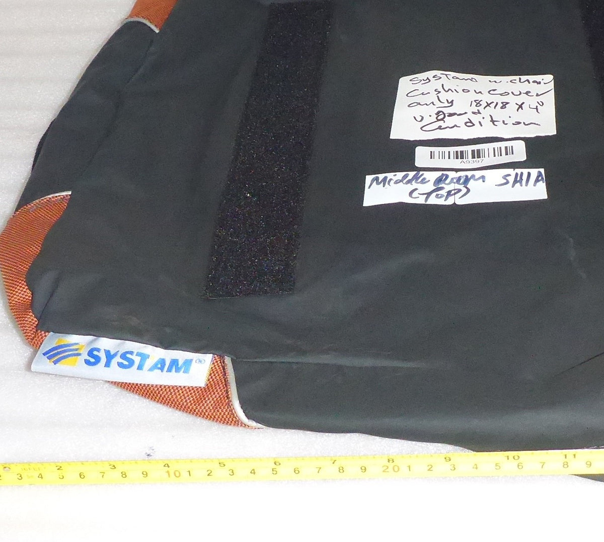 SYSTAM WHEELCHAIR CUSHION COVER ONLY 18X18X4 INCH USED GOOD CONDITION