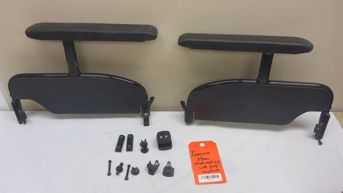 INVACARE MYON WHEELCHAIR ARMREST WITH PARTS AND BOLTS AS PHOTO