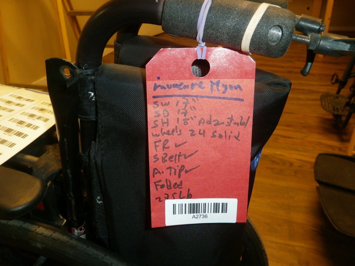 INVACARE MYON FOLDING WHEELCHAIR 17 INCH SEAT WIDTH GOOD CONDITION