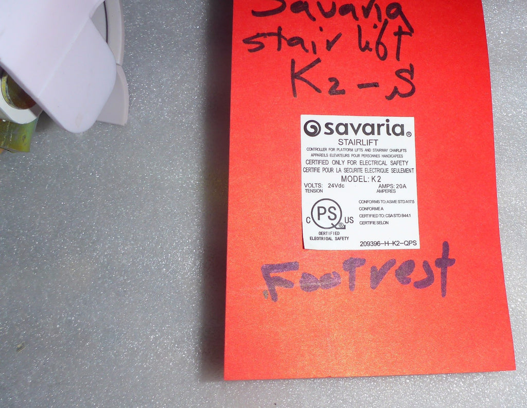 SAVARIA K2S STAIR LIFT FOOTREST WITH CHARGER AND KEY