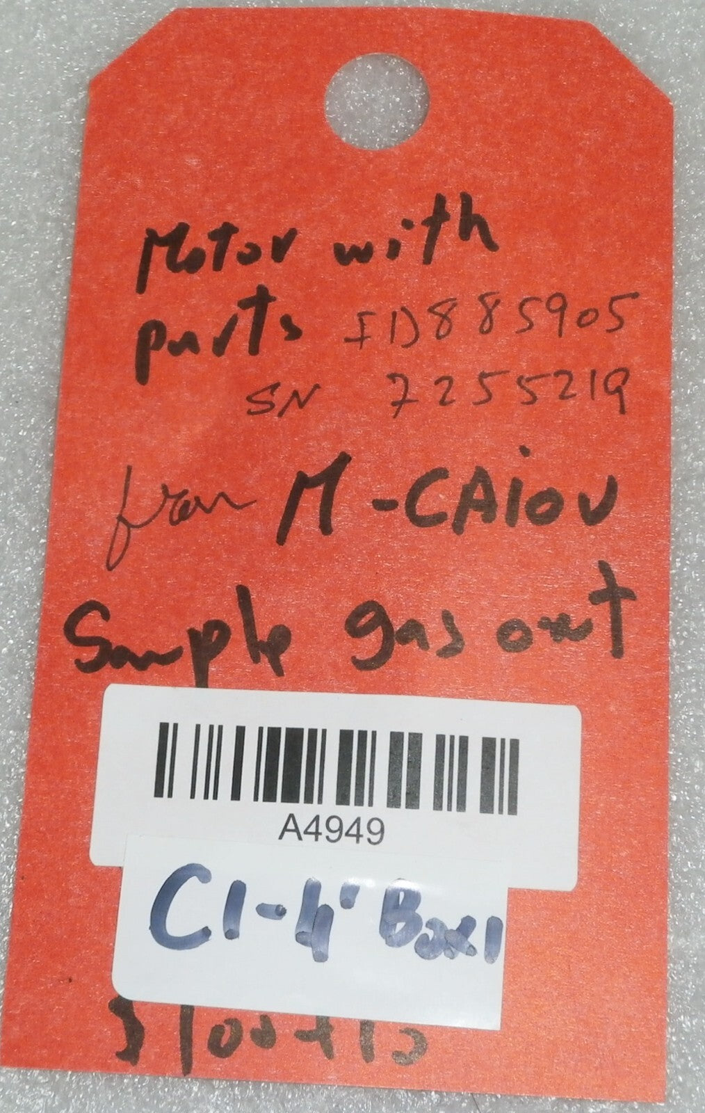 Module motor ID 886219/ SN# 4876555 from M-CAIOV Sample gas out as pictures