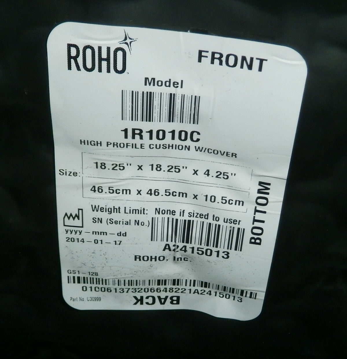 ROHO 19.5X18.5X4.25 WHEELCHAIR CUSHION GOOD CONDITION WITH COVER AND PUMP