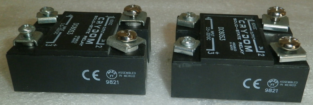 Lot of 2 CRYDOM DC60S3 3.5-32VDC Control, 3A 60VDC Load, Solid State Relay