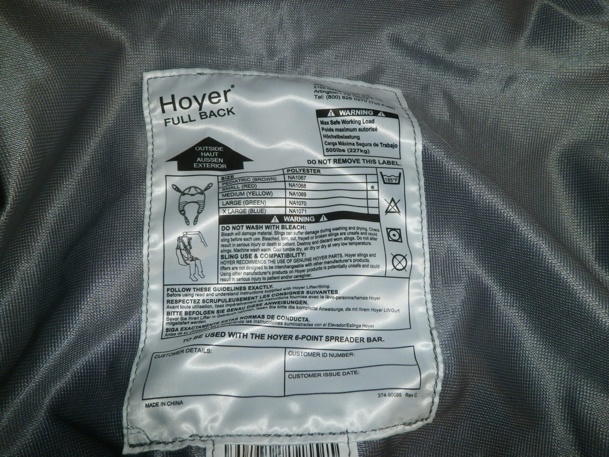HOYER FULL BACK SLING MODEL SMALL SIZE USED GOOD CONDITION AS PHOTO