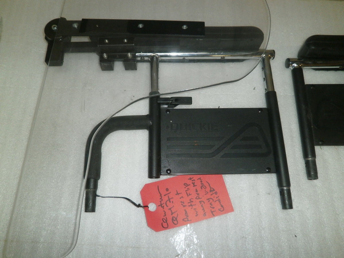 PAIR OF WHEELCHAIR ARM REST QM-710 WITH FLIP AWAY ARM REST TRAY GOOD CONDITION