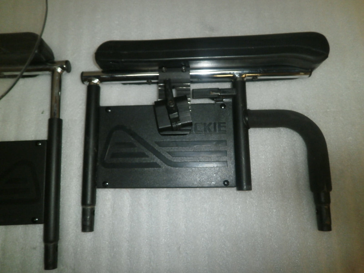 PAIR OF WHEELCHAIR ARM REST QM-710 WITH FLIP AWAY ARM REST TRAY GOOD CONDITION