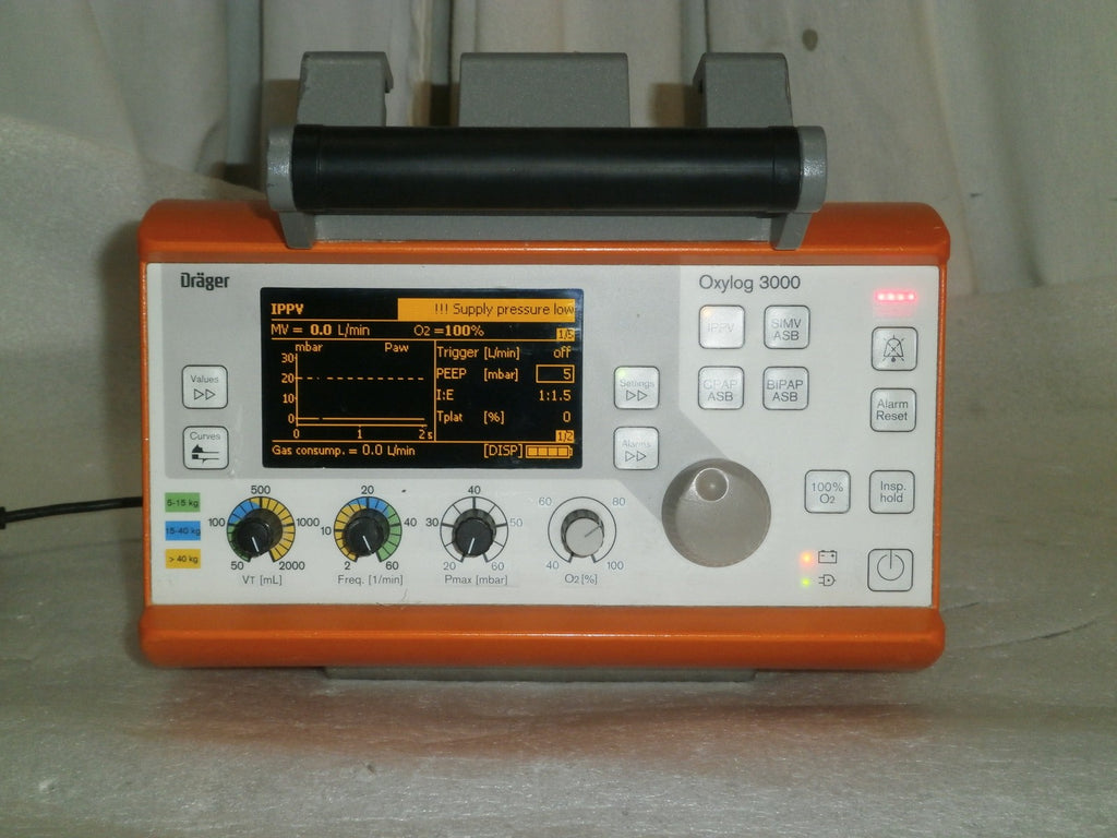 Drager Oxylog 3000 Ventilator 2M86955 - No Power Supply