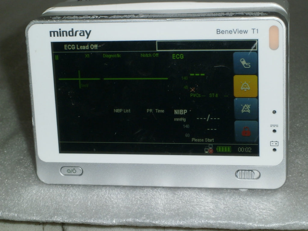 Mindray BeneView T1 Monitor w/ SPO2, NBP Cuff, 3 Lead ECG and 1 Battery