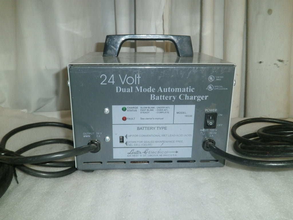 Lester Dual-Mode 24 Volt 8 A Automatic Timer 18330 Wheelchair Battery Charger
