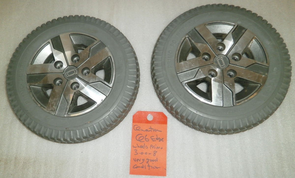 SET OF 2 QUANTUM Q6 EDGE WHEELS PRIMO POWERTRAX 3.00-8 VERY GOOD CONDITION