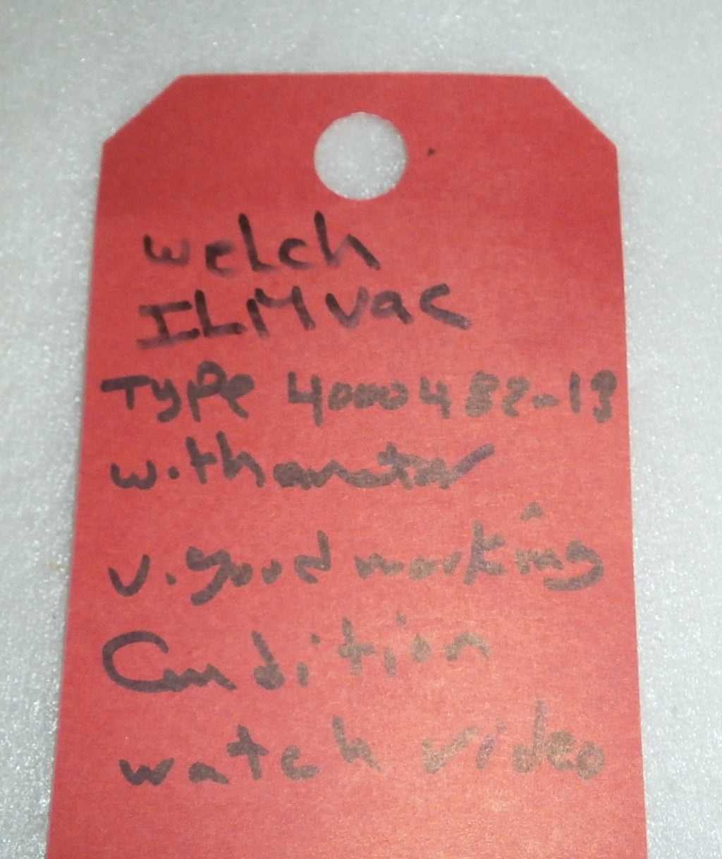 WELCH ILMVAC TYPE 4000482-13 W/ MOTOR AC 1 PHASE 22336301 X 0040 0.24 HP