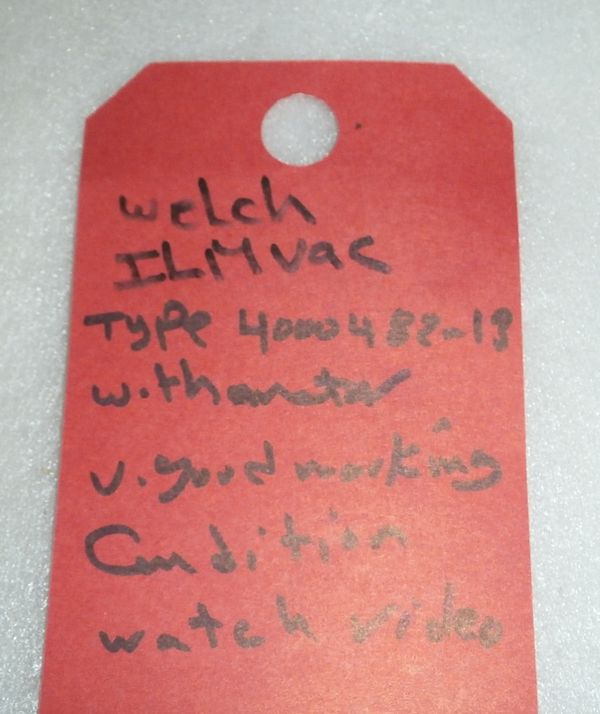 WELCH ILMVAC TYPE 4000482-13 W/ MOTOR AC 1 PHASE 22336301 X 0040 0.24 HP
