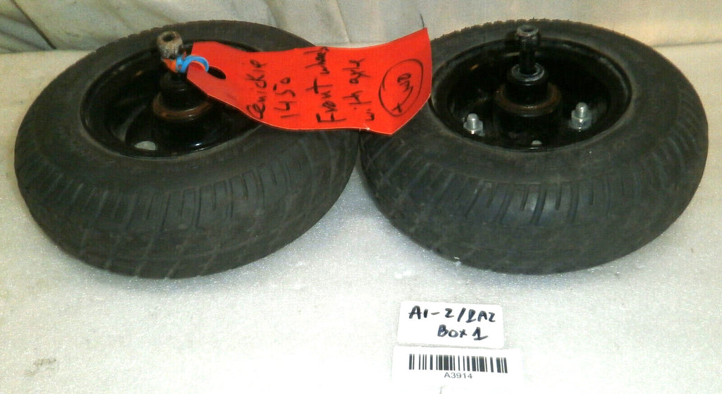 TWO QUICKIE 1450 POWER WHEELCHAIR WHEELS PRIMO DUROTRAP 2.80/2.50-4