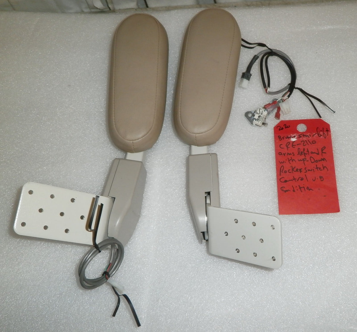 BRUNO 2020 STAIRLIFT ARMREST LEFT AND RIGHT WITH UP-DOWN ROCKER SWITCH CO