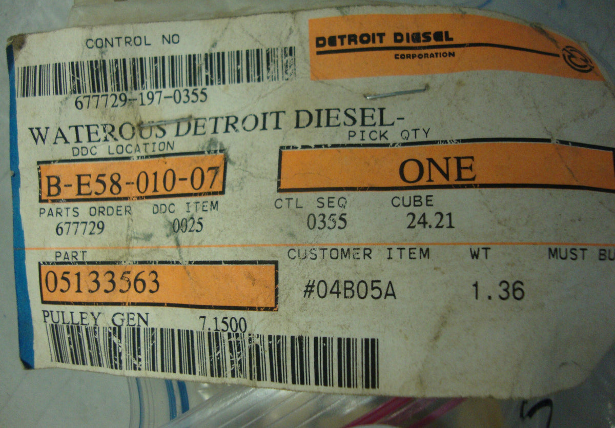 ONE PULLEY #05133563 GENUINE DETROIT DIESEL ENGINE FITS 1988-1992 TEREX TS-14