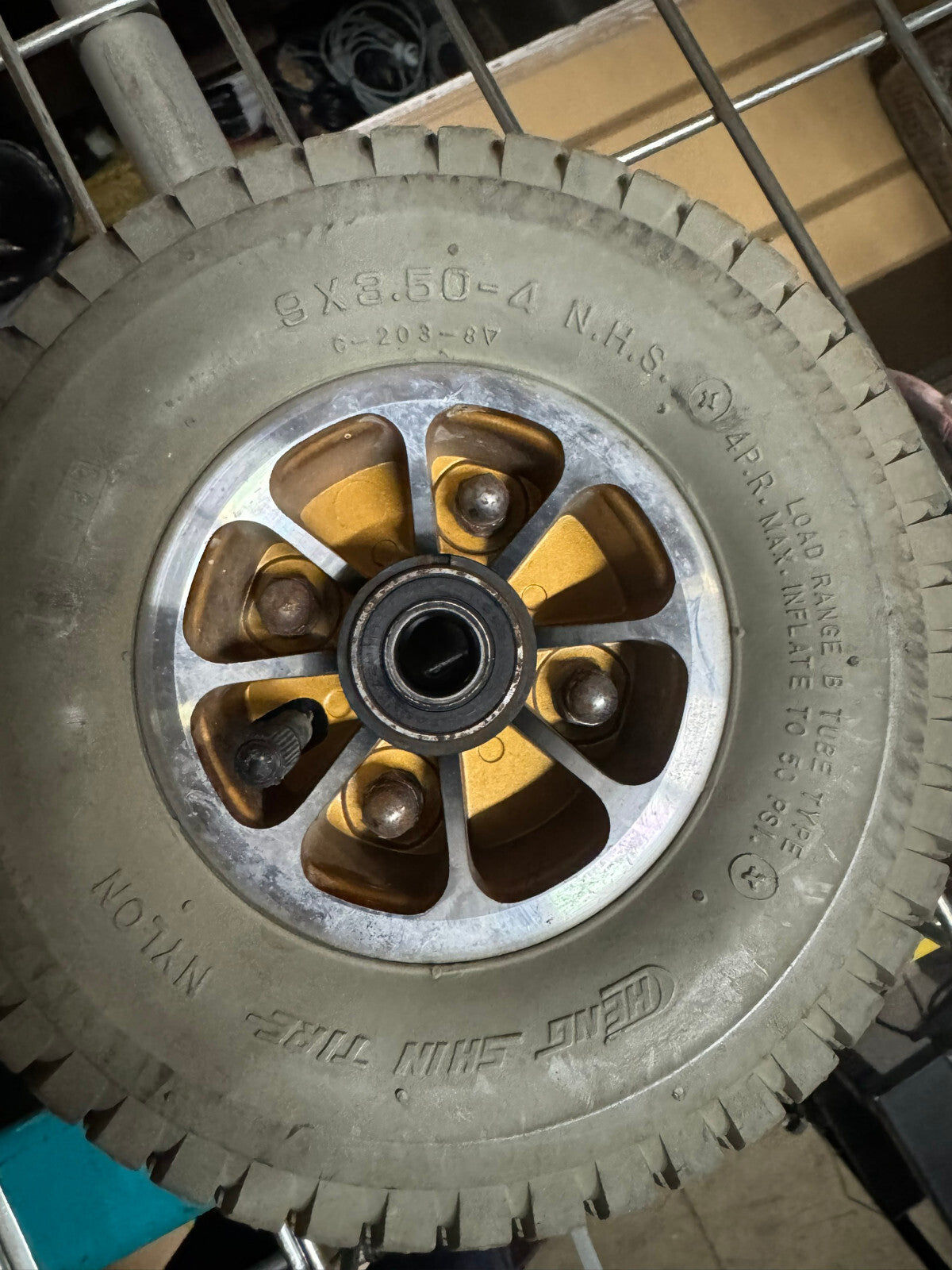 2 TIRES CHENG SHIN SIZE 9X3.5-4 AND 2 CHENG SHIN SIZE (3.00-4) 260X85 FROM GO