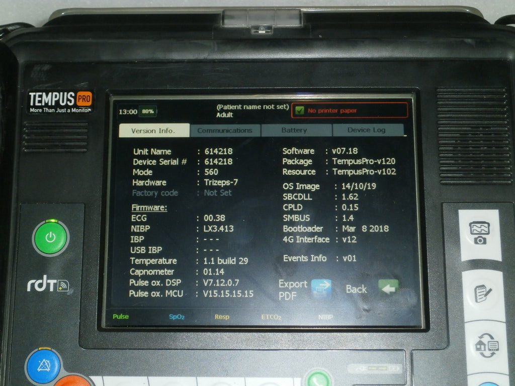 RDT Philips Tempus Pro TempusPro Monitor w/ Battery and Power Supply