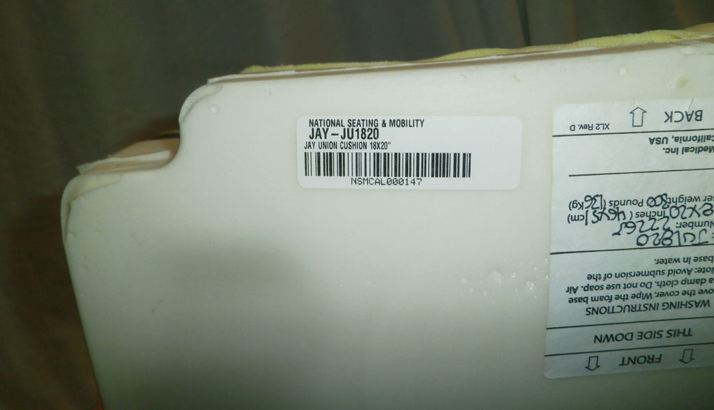 Jay Union Wheelchair Cushion JU1820 Size 18x20" W/Cover Good Condition
