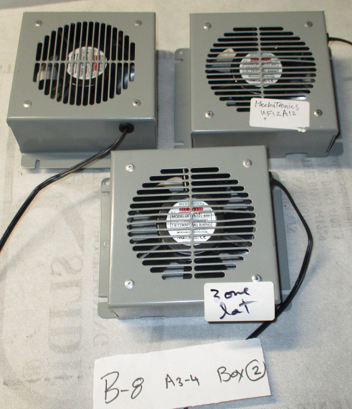 3 OF MECHATRONICS UF12A12 15V 5060HZ 12WATT ALUMINUM FRAME COOLING FAN U3S USED
