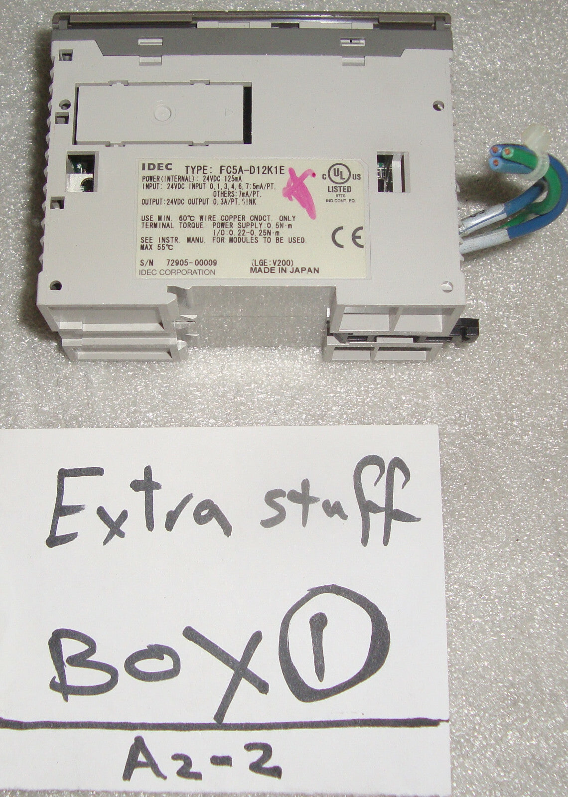 Lot 1 X IDEC TYPE FC5A-D12K1E, 1 X FC4A-N32B3, 1 X FC4A-J4CN1, 4 X FC4A-R161