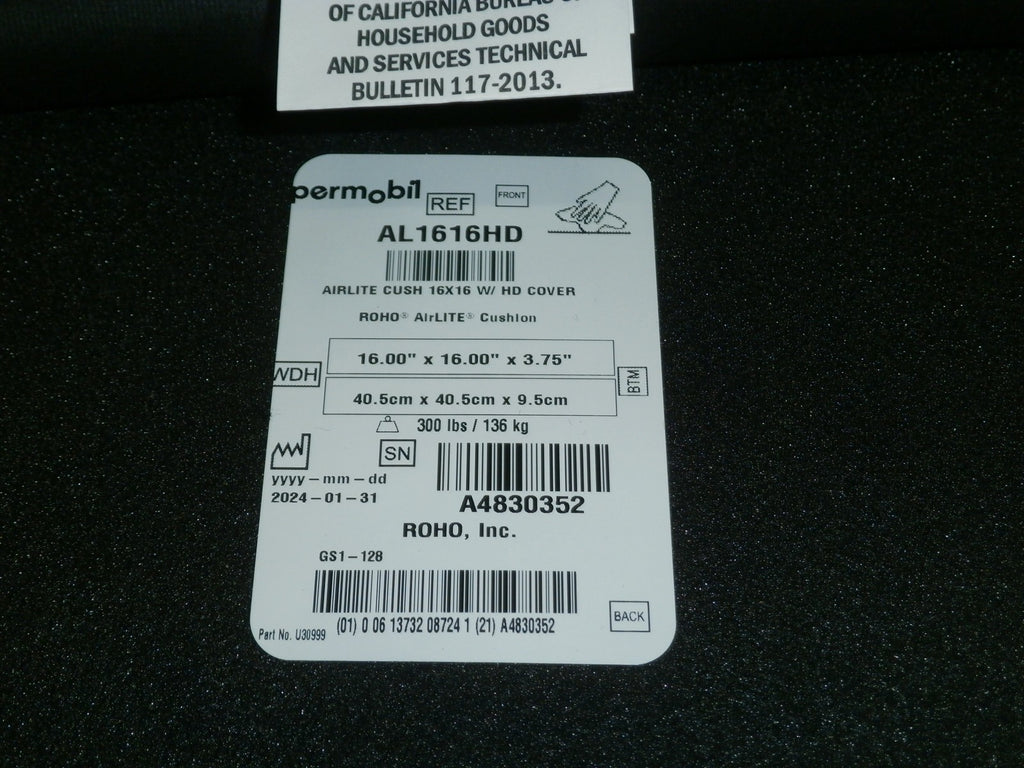 ROHO AIRLITE 16X16X3.75 WHEELCHAIR CUSHION GOOD CONDITION