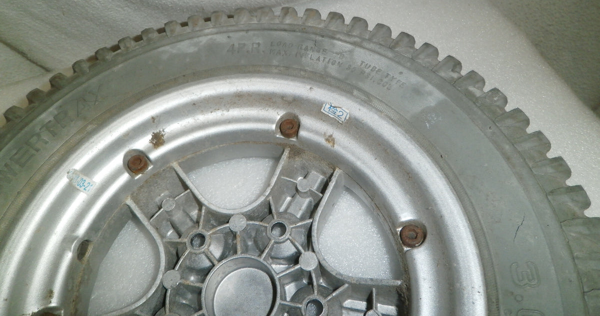 SET OF 2 PRIMO POWER TRAX 3.00-8 WHEELCHAIR WHEELS SOLID FAIR CONDITION