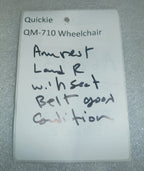 PAIR OF WHEELCHAIR ARM REST LEFT AND RIGHT WITH MOUNTS FOR QUICKIE QM-710