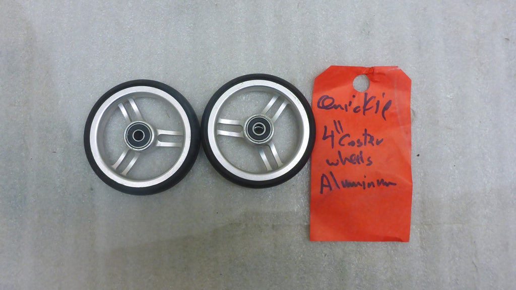 SET OF 2 Quickie Caster 4" Aluminum Wheels Good Condition For Wheelchair