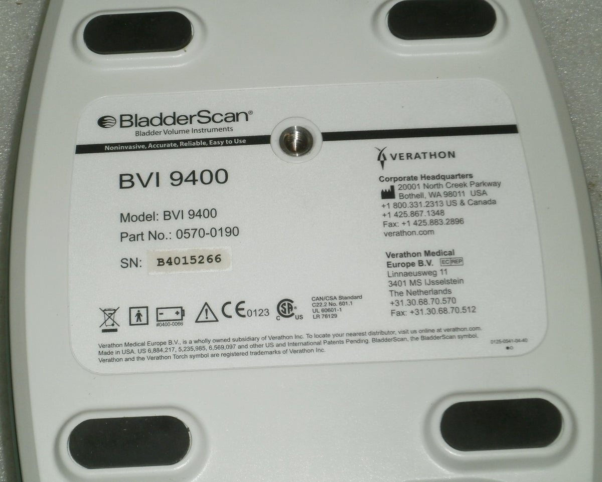Verathon BVI 9400 Bladder Scan w/ Probe, Battery