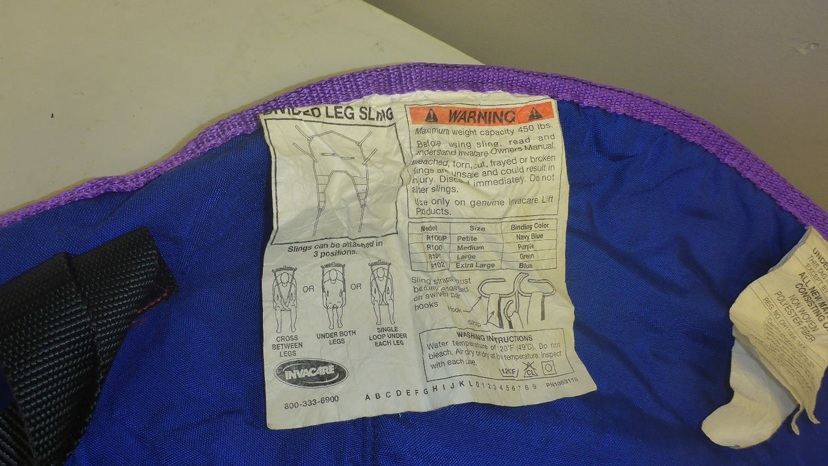 INVACARE MEDIUM R100 BLUE DEVIDED LEGS SLING VERY GOOD CONDITION