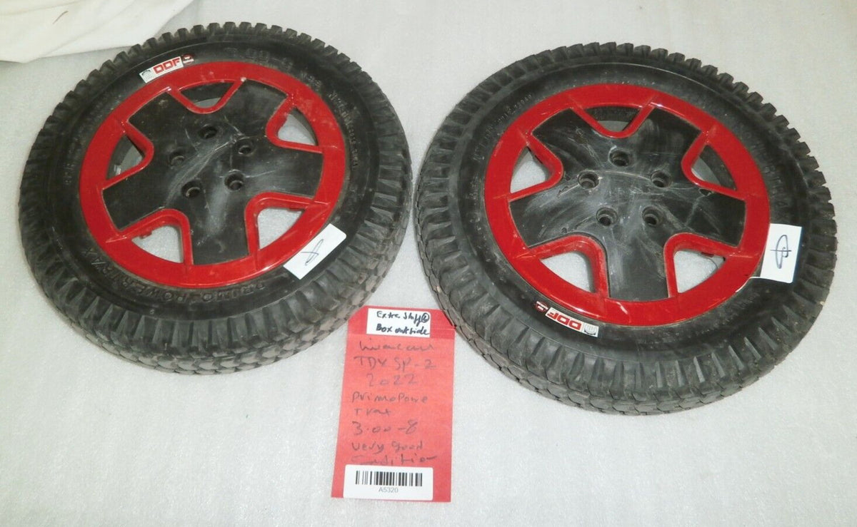 LOT OF 2 3.00-8 Primo POWER TRAX WHEELS SOLID INVACARE TDX-SPII 2022 WHEELCHAIR