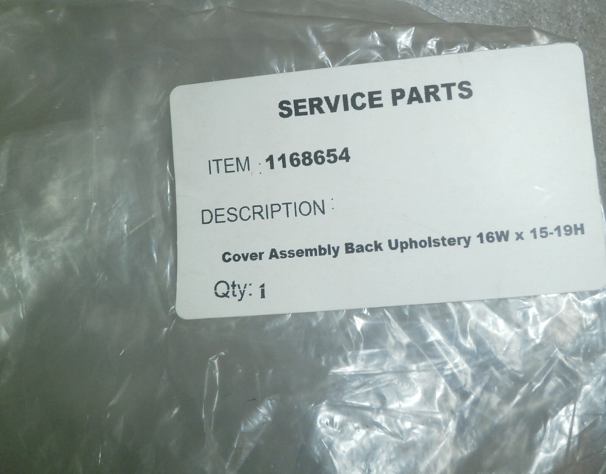 Invacare Cover Assembly Back Upholstery Size 16W x 15-19H Model 1168654