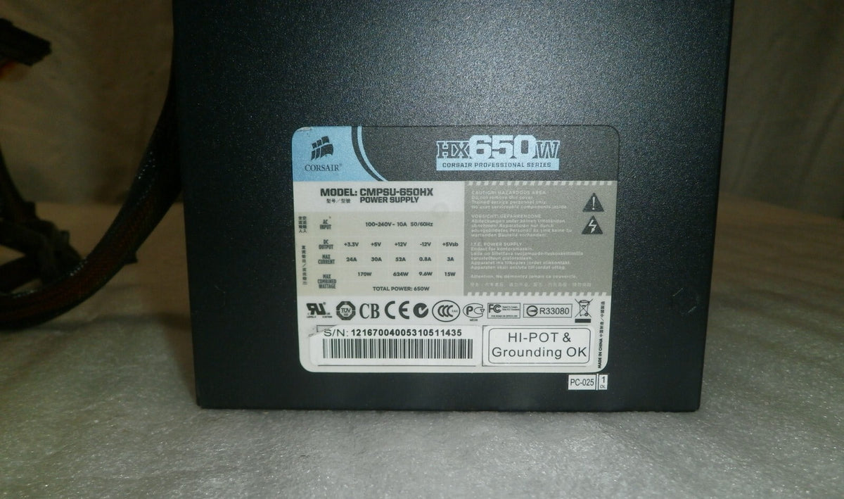 ION TORRENT AS1712022 CORSAIR POWER SUPPLY MODEL CMPSU-650HX VERY GOOD CONDITION