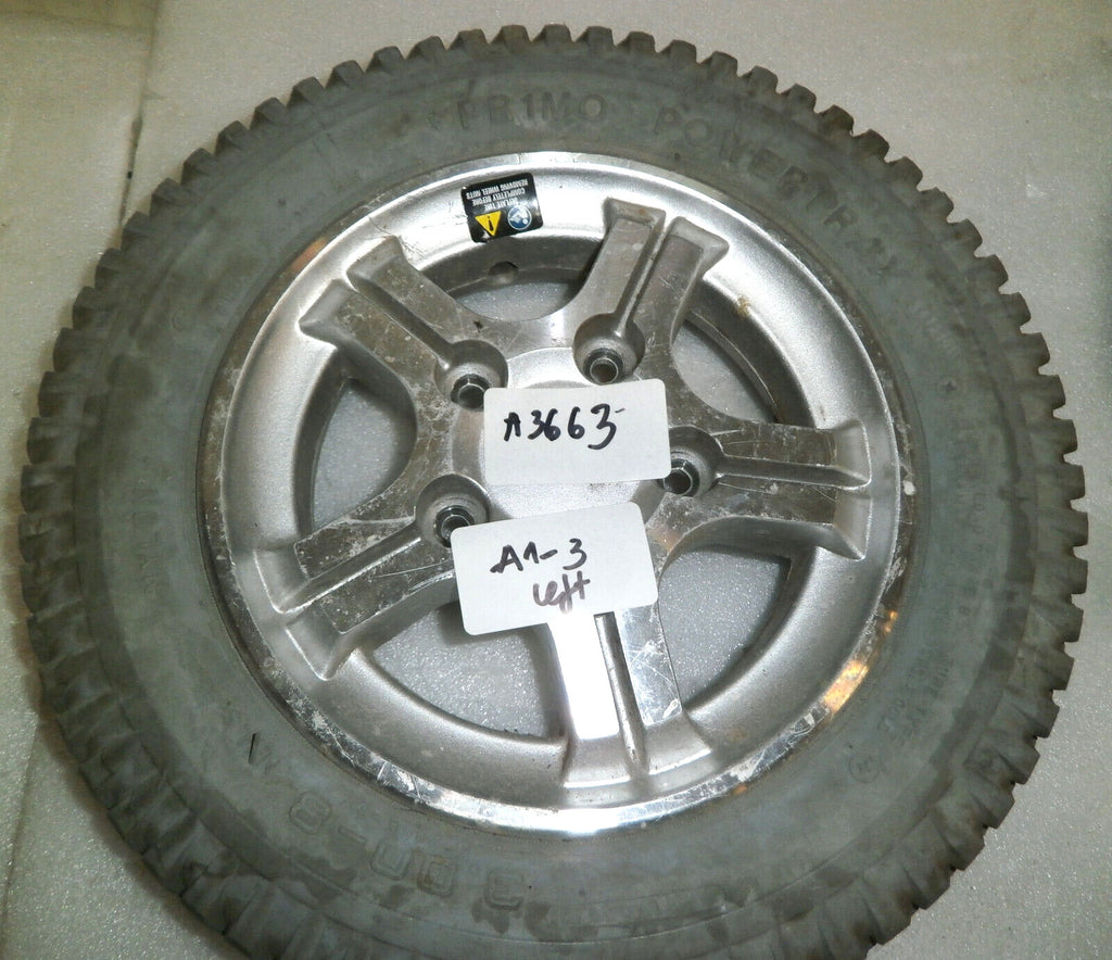 SET OF 2 PRIMO POWER TRAX 3.00-8 WHEELCHAIR WHEELS SOLID FAIR CONDITION