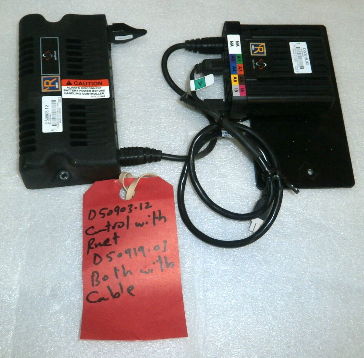 SET OF 2 CONTROL RNET D50919.03 & D50903.12 FROM POWER WHEELCHAIR W/ CABLES