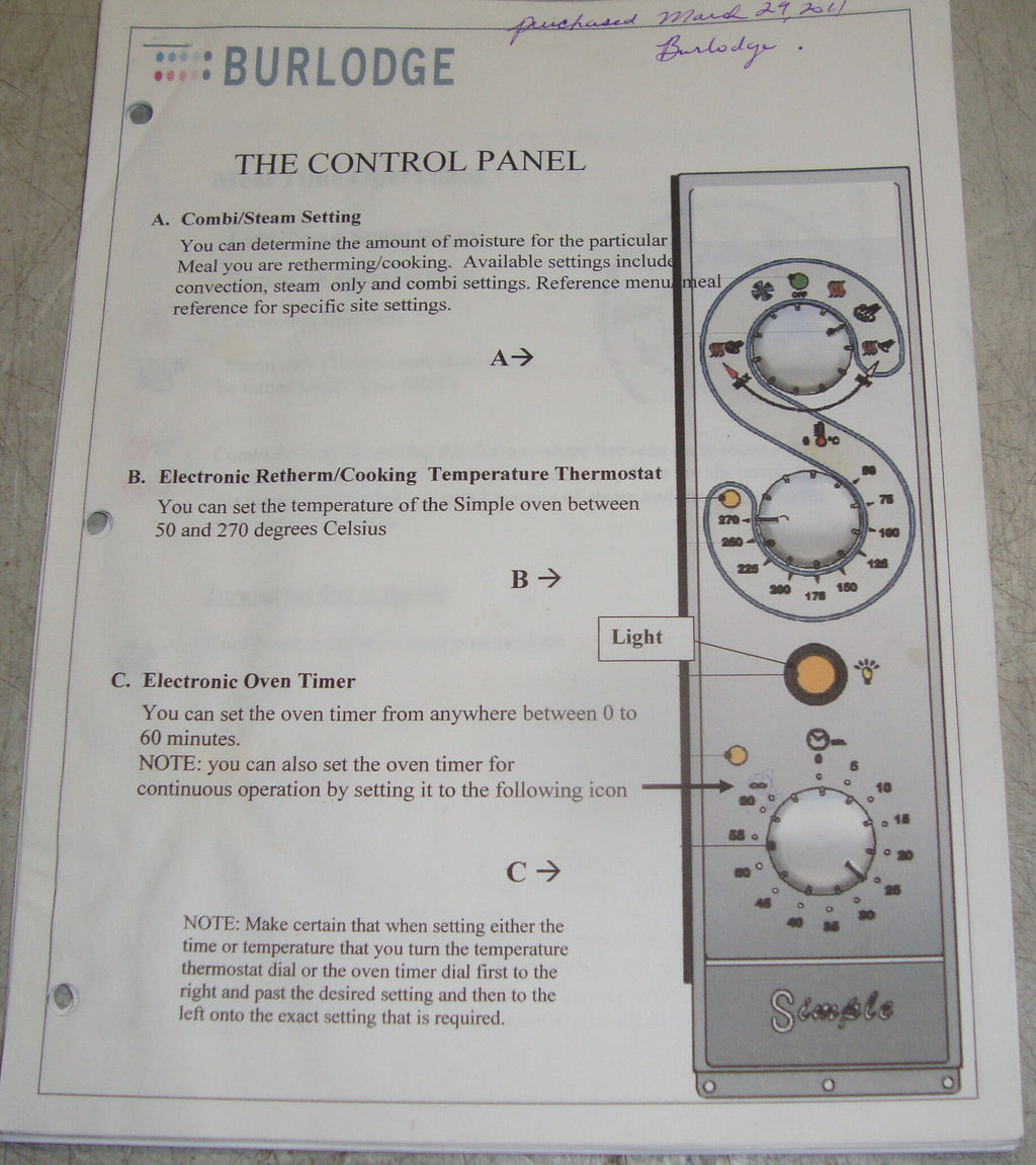 BURLODGE SIMPLE COMBI RDA 8 X 1-1 GN Electric OVEN with base works well