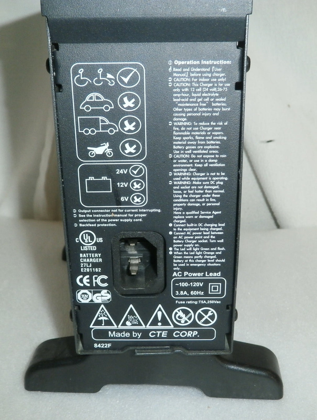 invacare CTE WHEELCHAIR BATTERY CHARGER 24V MODEL 4C24080A USED WORKS V GOOD