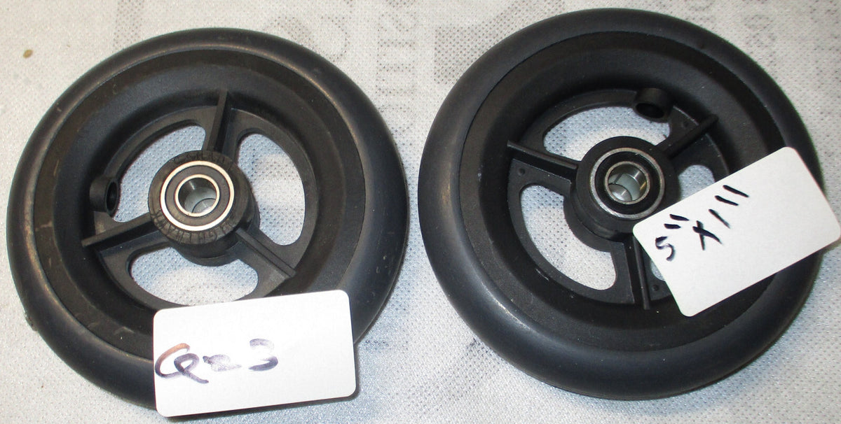 Lot / Set of 2 Rubber Front Caster Wheels 5" x 1" For Wheelchair