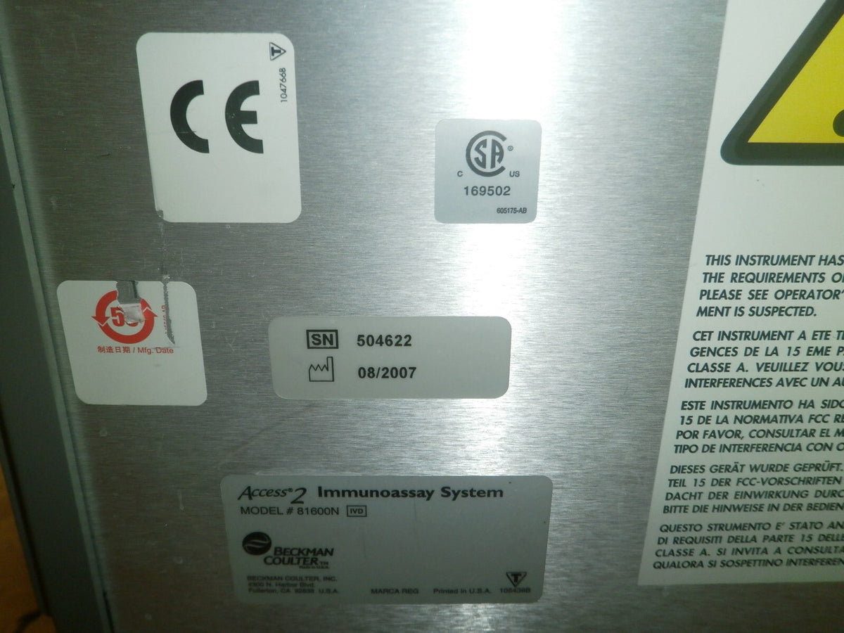 Beckman Access 2 Immunoassay Analyzer 81600N + Bio-Rad PowerPac