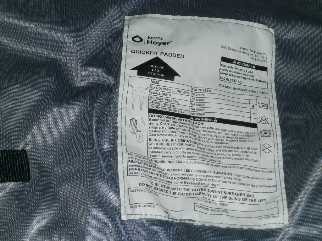 HOYER PATIENT SLING QUICK FIT PADDED SMALL SIZE GOOD CONDITION